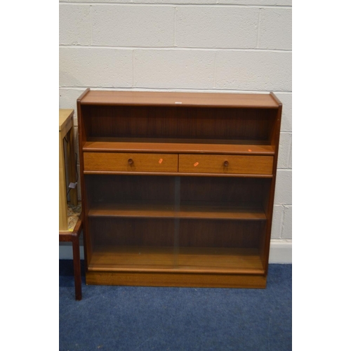 1309 - A NATHAN TEAK BOOKCASE with two drawers, width 102cm x depth 31cm x height 107cm together with an oa... 