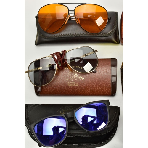 135 - A SELECTION OF SUNGLASSES AND SPARE CASES, to include nine pairs of sunglasses such as a pair of 'St... 