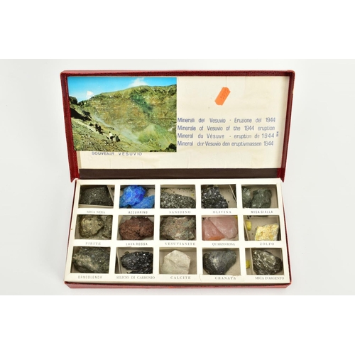 140 - A SOUVENIR COLLECTION OF MINERALS FROM MOUNT VERSUVIUS, fifteen mineral specimens to include, rose q... 