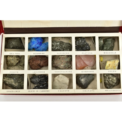 140 - A SOUVENIR COLLECTION OF MINERALS FROM MOUNT VERSUVIUS, fifteen mineral specimens to include, rose q... 