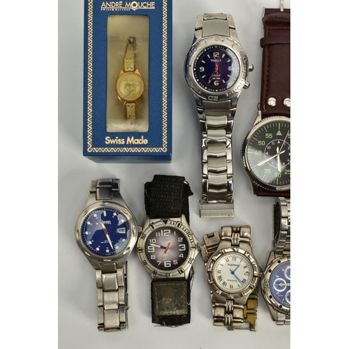 141 - A COLLECTION OF ASSORTED WATCHES, mostly gents, to include various designs, all quartz movements to ... 