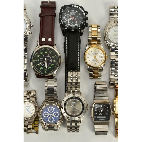 141 - A COLLECTION OF ASSORTED WATCHES, mostly gents, to include various designs, all quartz movements to ... 