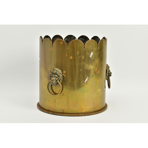 153 - LARGE BRITISH WWI SHELL CASING MARKED APRIL 1917, cut off and fashioned into a planter/jardinière, t... 