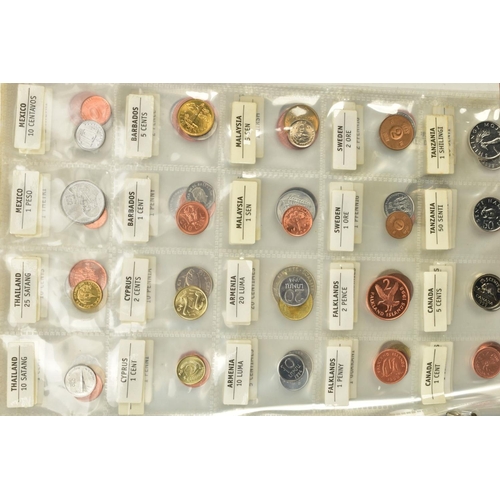 156 - TWO BOXES OF COIN AND STAMP RELATED ITEMS to include framed early Victorian postage stamps, and coin... 