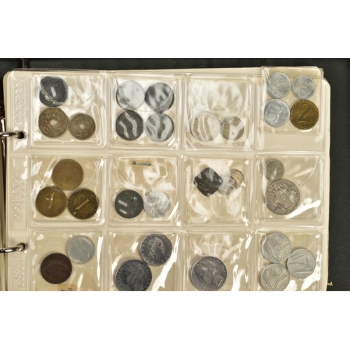 156 - TWO BOXES OF COIN AND STAMP RELATED ITEMS to include framed early Victorian postage stamps, and coin... 