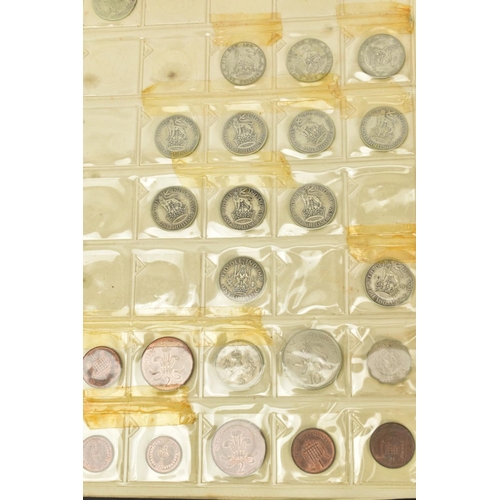 157 - AN ALBUM OF MAINLY UK 20TH CENTURY COINAGE, to include silver 3d, 6d, shillings, florins, some other... 