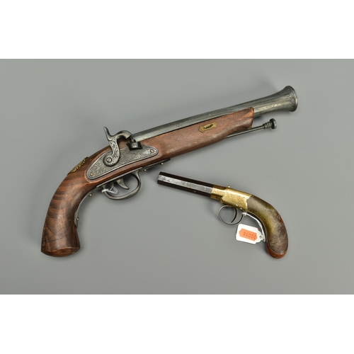 254 - TWO PISTOLS comprising of a 48 bore sidelock percussion pistol fitted with a 3'' barrel by W Barratt... 