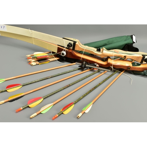 267 - A QUICKS TD01 68'' WOODEN TRAINER TAKE DOWN BOW fitted with an Arten sight lacking its draw string, ... 