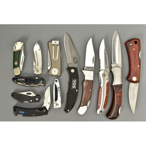 272 - A NUMBER OF SMALL LOCK KNIVES comprising of Puma Rambler, SOG Blink, SOG Slipzilla, Kershaw 1600, tw... 