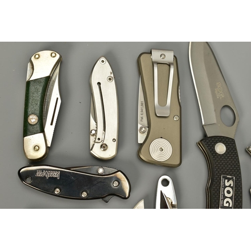 272 - A NUMBER OF SMALL LOCK KNIVES comprising of Puma Rambler, SOG Blink, SOG Slipzilla, Kershaw 1600, tw... 