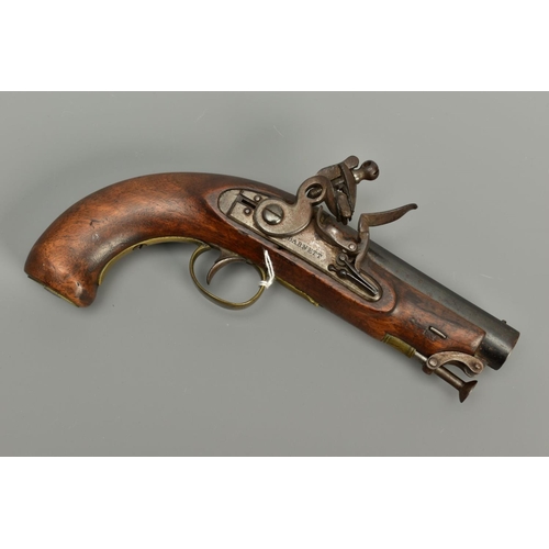 292 - A 16 BORE FLINTLOCK REVENUE CUSTOMS SERVICE ISSUE PISTOL CIRCA 1800, fitted with a round flat topped... 