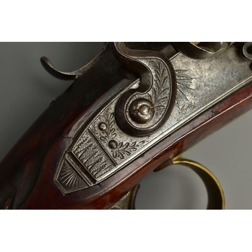 293 - A FLINTLOCK BLUNDERBUSS, fitted with a flared muzzle 16 inches brass barrel, the top of the barrel b... 