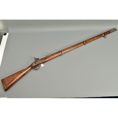 295 - A 577 INCH P53 3 BAND ENFIELD PERCUSSION RIFLE, its lock is marked with Queen Victoria's Cypher and ... 