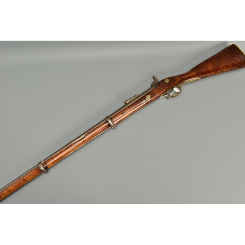 295 - A 577 INCH P53 3 BAND ENFIELD PERCUSSION RIFLE, its lock is marked with Queen Victoria's Cypher and ... 