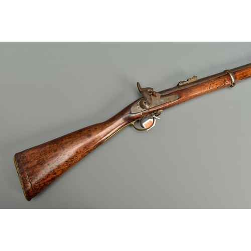 295 - A 577 INCH P53 3 BAND ENFIELD PERCUSSION RIFLE, its lock is marked with Queen Victoria's Cypher and ... 