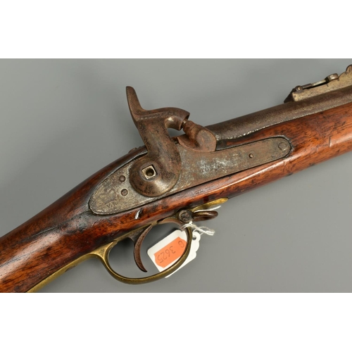 295 - A 577 INCH P53 3 BAND ENFIELD PERCUSSION RIFLE, its lock is marked with Queen Victoria's Cypher and ... 