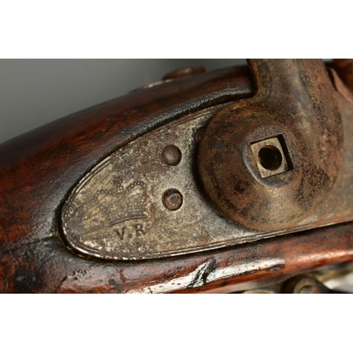 295 - A 577 INCH P53 3 BAND ENFIELD PERCUSSION RIFLE, its lock is marked with Queen Victoria's Cypher and ... 