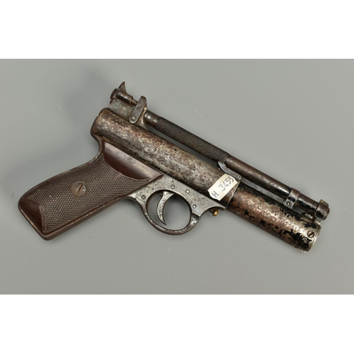 298 - A .177 WEBLEY & SCOTT PREMIER AIR PISTOL batch number 461, it has an overall worn and rusted appeara... 