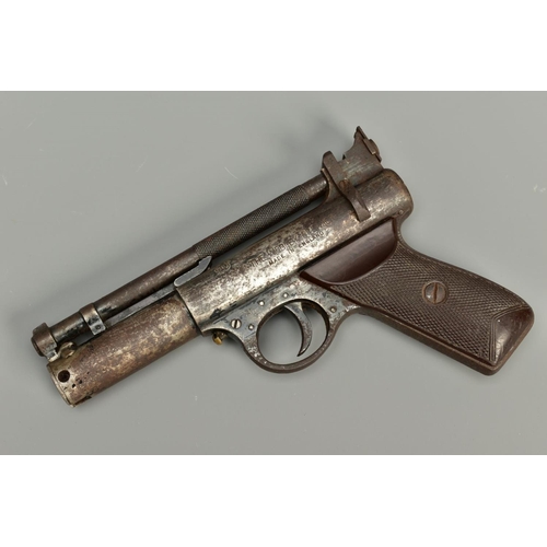 298 - A .177 WEBLEY & SCOTT PREMIER AIR PISTOL batch number 461, it has an overall worn and rusted appeara... 