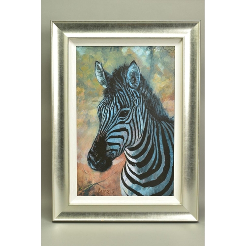 308 - ROLF HARRIS (AUSTRALIAN 1930) 'YOUNG ZEBRA', a limited edition print on deluxe canvas 59/75, signed ... 