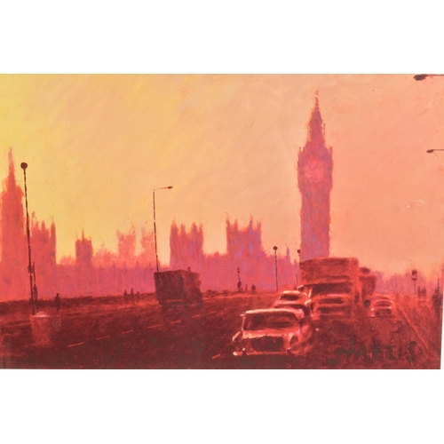 312 - ROLF HARRIS (AUSTRALIAN 1930) 'FIFTIES RUSH HOUR' a limited edition print of a London sunset citysca... 