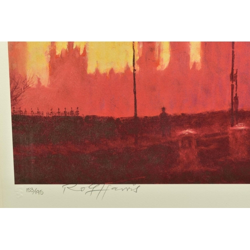 312 - ROLF HARRIS (AUSTRALIAN 1930) 'FIFTIES RUSH HOUR' a limited edition print of a London sunset citysca... 