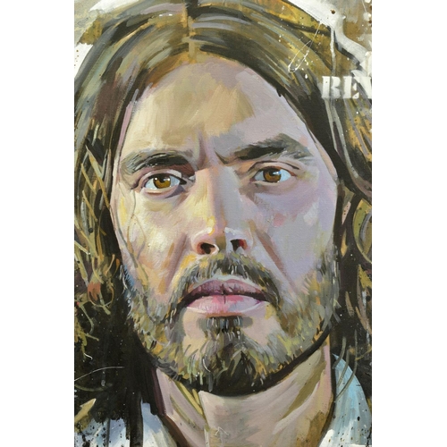 318 - ZINSKY (BRITISH CONTEMPORARY) 'RUSSELL BRAND', head and shoulders portrait of the comedian and TV pr... 