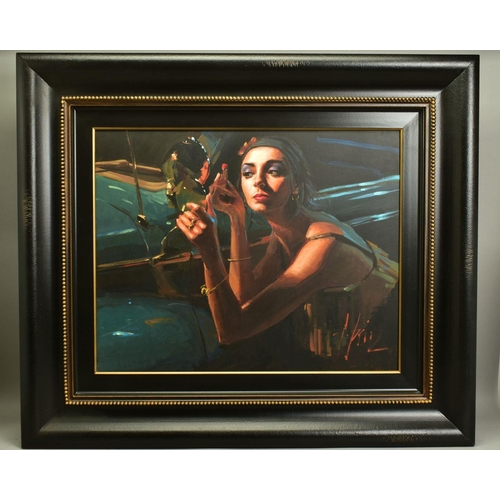 324 - FABIAN PEREZ (ARGENTINA 1967) 'GLAMOUR IV', a portrait of a female figure applying lipstick in a car... 