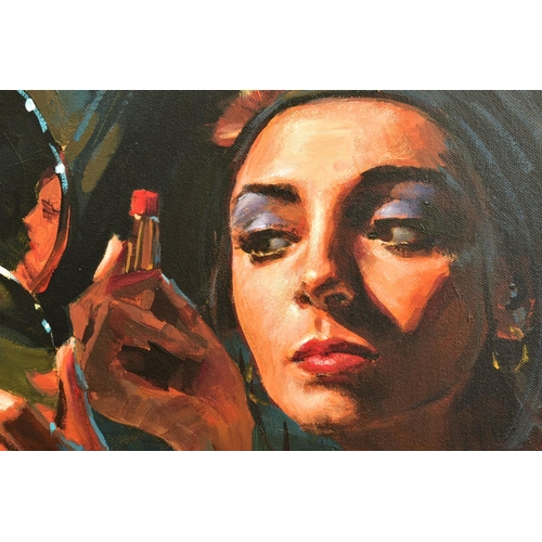 324 - FABIAN PEREZ (ARGENTINA 1967) 'GLAMOUR IV', a portrait of a female figure applying lipstick in a car... 