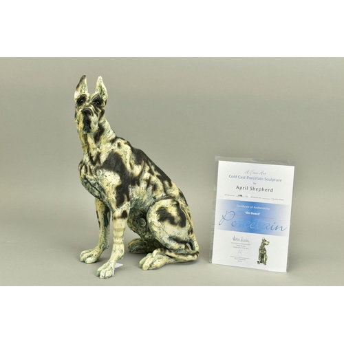 328 - APRIL SHEPHERD (BRITISH CONTEMPORARY) 'ON GUARD' a limited edition cold cast porcelain sculpture of ... 