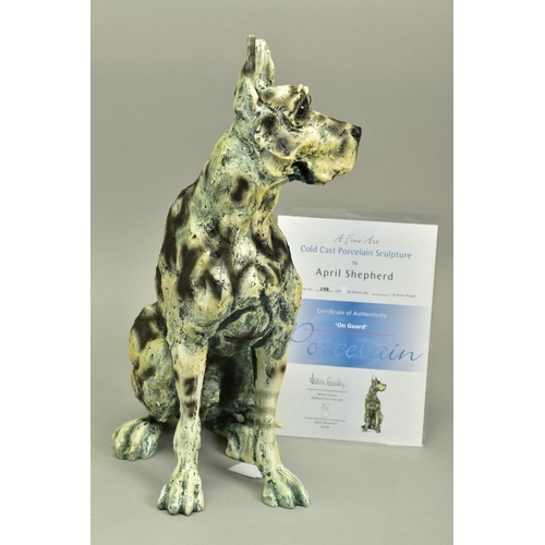 328 - APRIL SHEPHERD (BRITISH CONTEMPORARY) 'ON GUARD' a limited edition cold cast porcelain sculpture of ... 