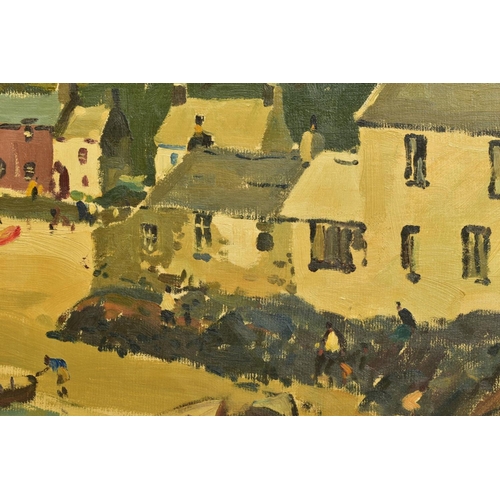 330 - DONALD MCINTYRE R.I. R.C.A. R.S.M.A (BRITISH 1923-2009) 'A CORNER OF PORTHDINLLAEN' boats and cottag... 