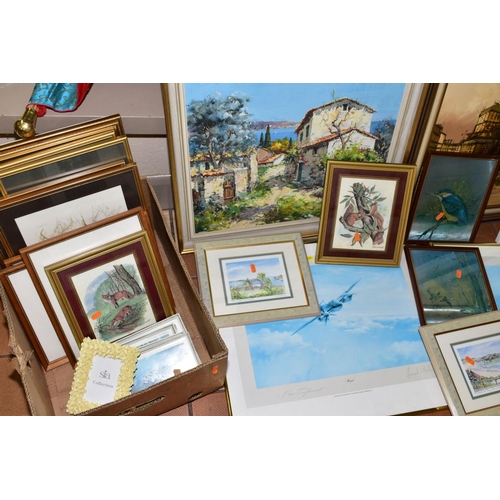 333 - PAINTINGS AND PRINTS ETC, to include a Nicole Le Guen oil on canvas depicting a village overlooking ... 