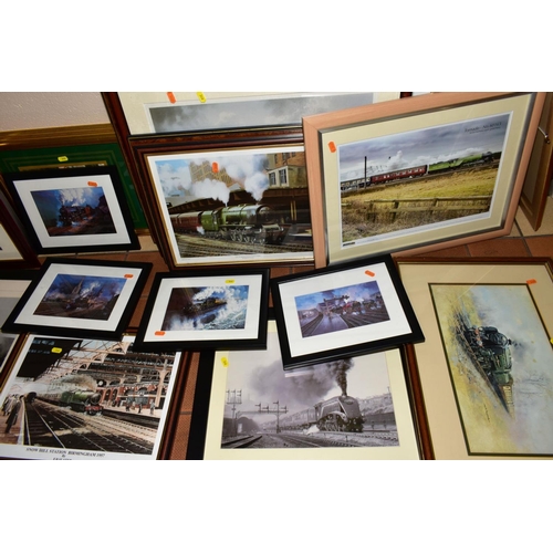 346 - TWENTY FOUR FRAMED PRINTS OF TRAIN AND TRAM INTEREST, all framed and glazed, includes sets and sever... 