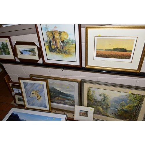 348 - PAINTINGS AND PRINTS ETC, to include Graham Blaine watercolour of fishing trawlers, size approximate... 