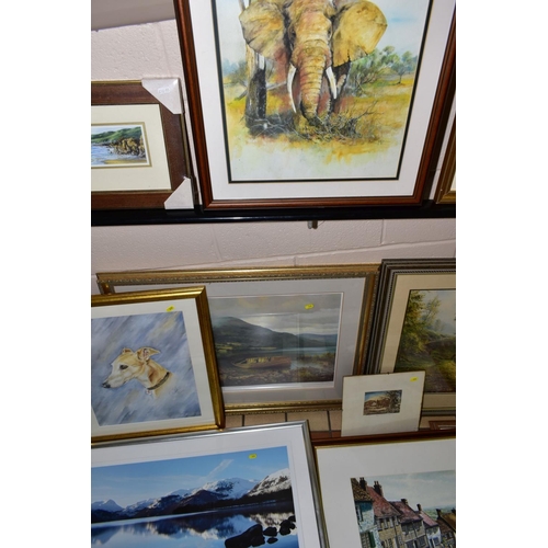 348 - PAINTINGS AND PRINTS ETC, to include Graham Blaine watercolour of fishing trawlers, size approximate... 