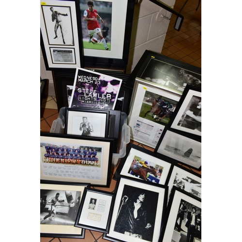 354 - SPORTING INTEREST, a box of framed prints and photographs and twelve framed prints and posters, incl... 