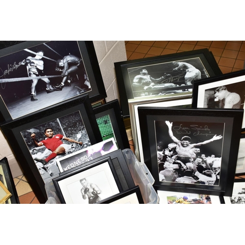 354 - SPORTING INTEREST, a box of framed prints and photographs and twelve framed prints and posters, incl... 