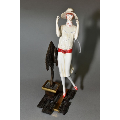 375 - AN ALBANY BONE CHINA AND BRONZE FIGURE, 'Chelsea', height 20cm