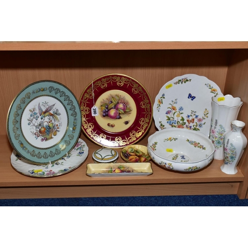 390 - A GROUP OF AYNSLEY BONE CHINA, including an 'Orchard Gold' pin dish (second) and a cabinet plate wit... 