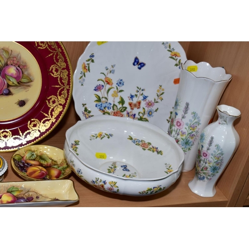 390 - A GROUP OF AYNSLEY BONE CHINA, including an 'Orchard Gold' pin dish (second) and a cabinet plate wit... 