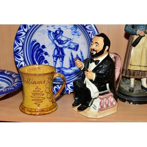 399 - A GROUP OF CERAMICS, comprising a Kevin Francis limited edition Pavarotti Toby Jug, No 93/2000, sd t... 