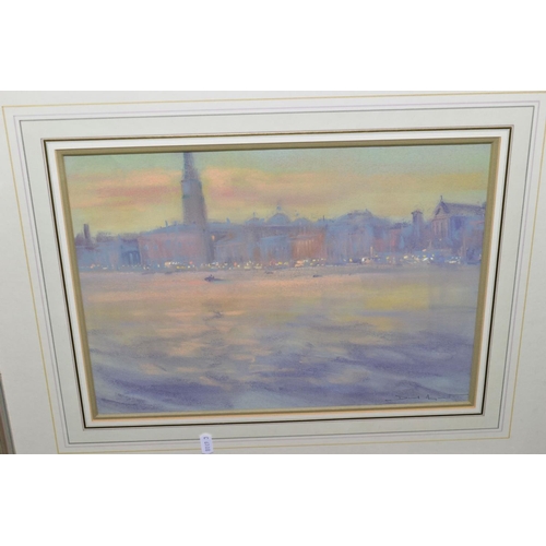 406 - DAVID MYNETT (1942-2013) 'ACROSS THE WATER', an impressionist view across the River Thames, signed b... 