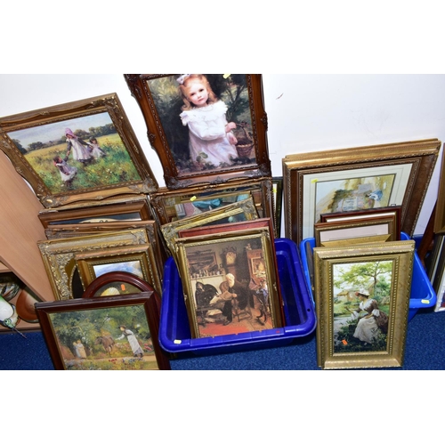 408 - A QUANTITY OF MODERN FRAMED PRINTS AND FRAMES, subjects are mainly reproductions of late 19th/early ... 