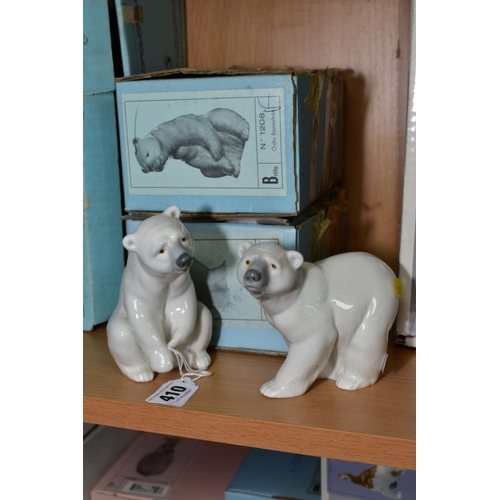 410 - TWO BOXED LLADRO POLAR BEARS, 'Attentive Polar Bear' No. 1207 and 'Seated Polar Bear' No 1208, both ... 