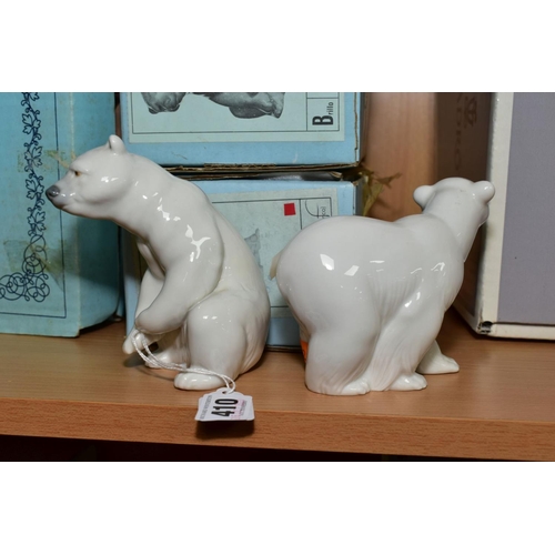 410 - TWO BOXED LLADRO POLAR BEARS, 'Attentive Polar Bear' No. 1207 and 'Seated Polar Bear' No 1208, both ... 