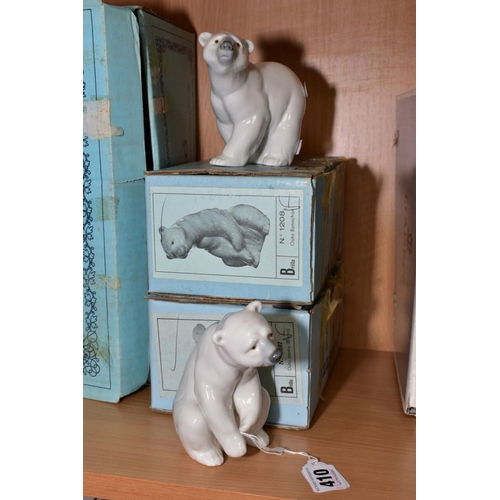 410 - TWO BOXED LLADRO POLAR BEARS, 'Attentive Polar Bear' No. 1207 and 'Seated Polar Bear' No 1208, both ... 