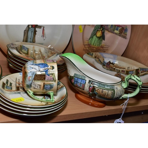 415 - ROYAL DOULTON DICKENS WARE TEA/DINNER WARES, comprising 'Bill Sykes' gravy boat (paint flecks), 'Lit... 