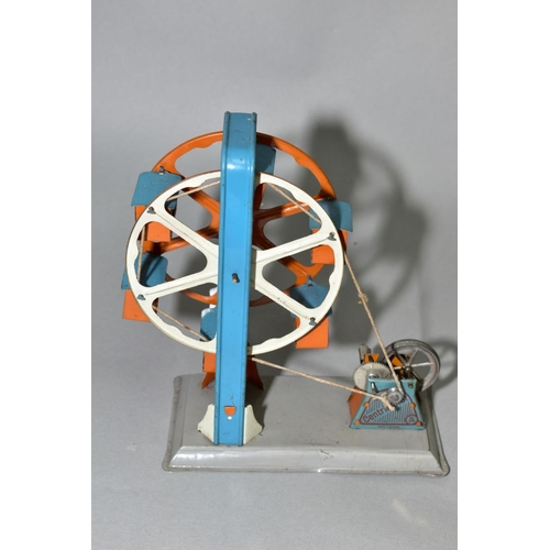 418 - A KW CENTRIMOTOR HAND CRANKED TINPLATE FERRIS WHEEL, appears complete and in fairly good condition, ... 