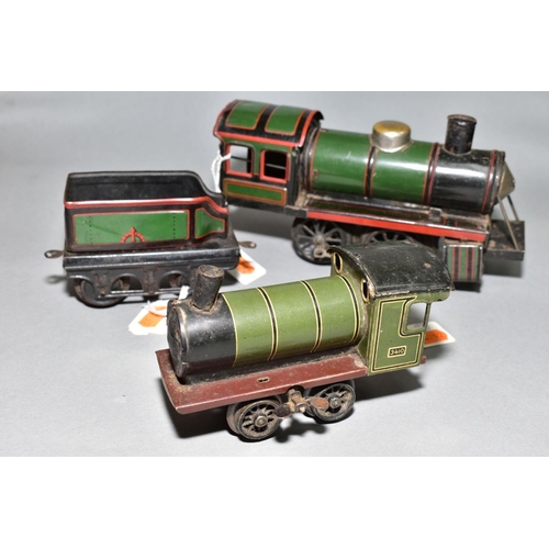 420 - A KARL BUB TINPLATE CLOCKWORK LOCOMOTIVE AND TENDER, 0-4-0 locomotive with permanent key, playworn c... 